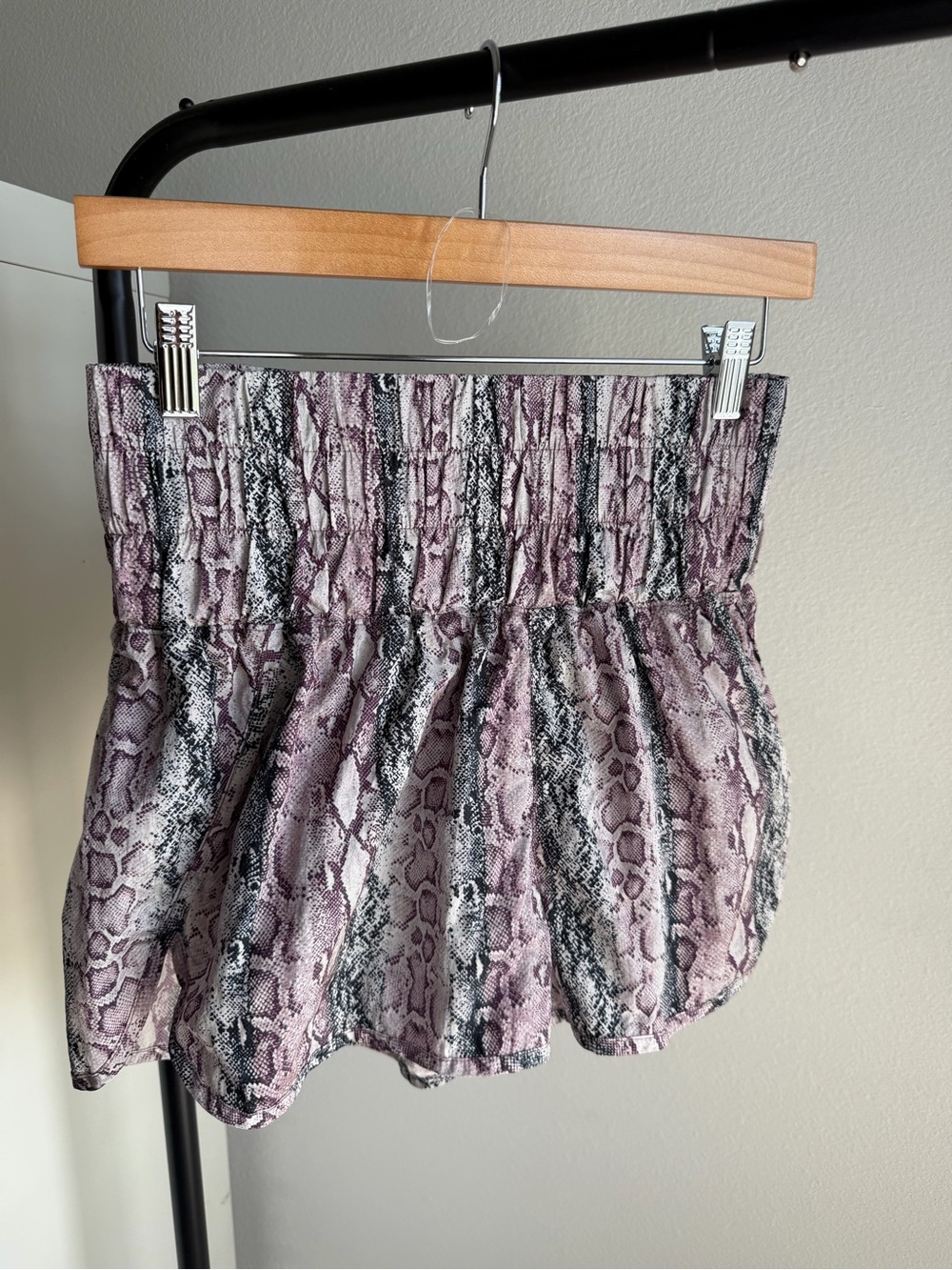 FP Movement Free People Snake Print Running Shorts Purple Gray High Rise Size M
